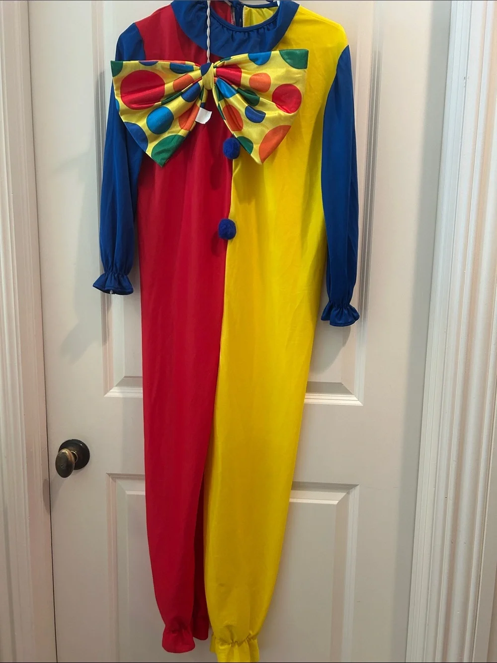 Rubie’s Color Block Clown One Piece PullOn Costume w/ polka dot tie kids size L